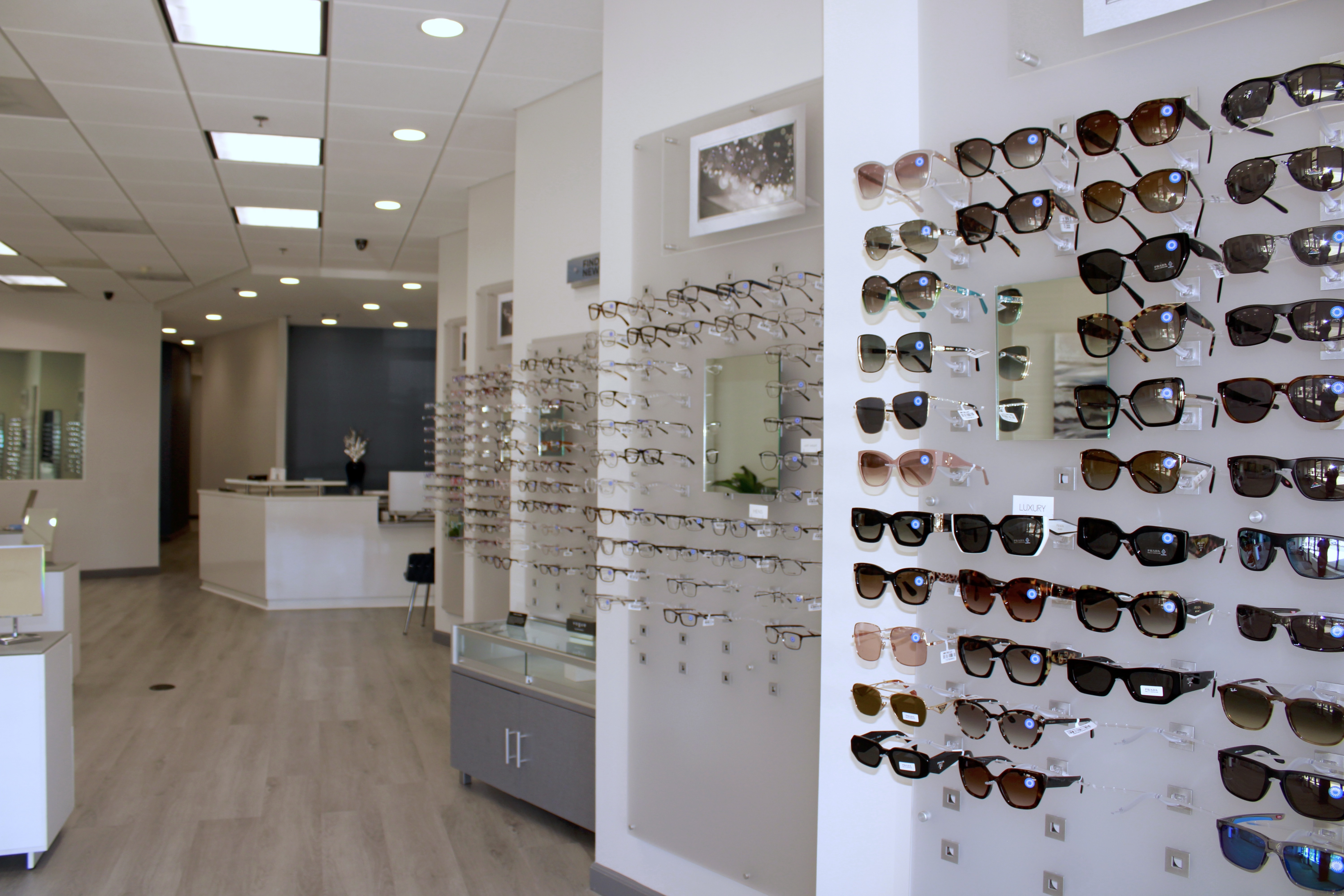 Premium eyewear and designer frames display at Beyond Eyecare